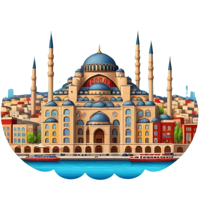 Cinematic Realistic Istanbul Pop Culture Emoji, depicted with a vibrant portrayal of the bustling cityscape rendered with lively textures and energetic, urban lighting. emoji