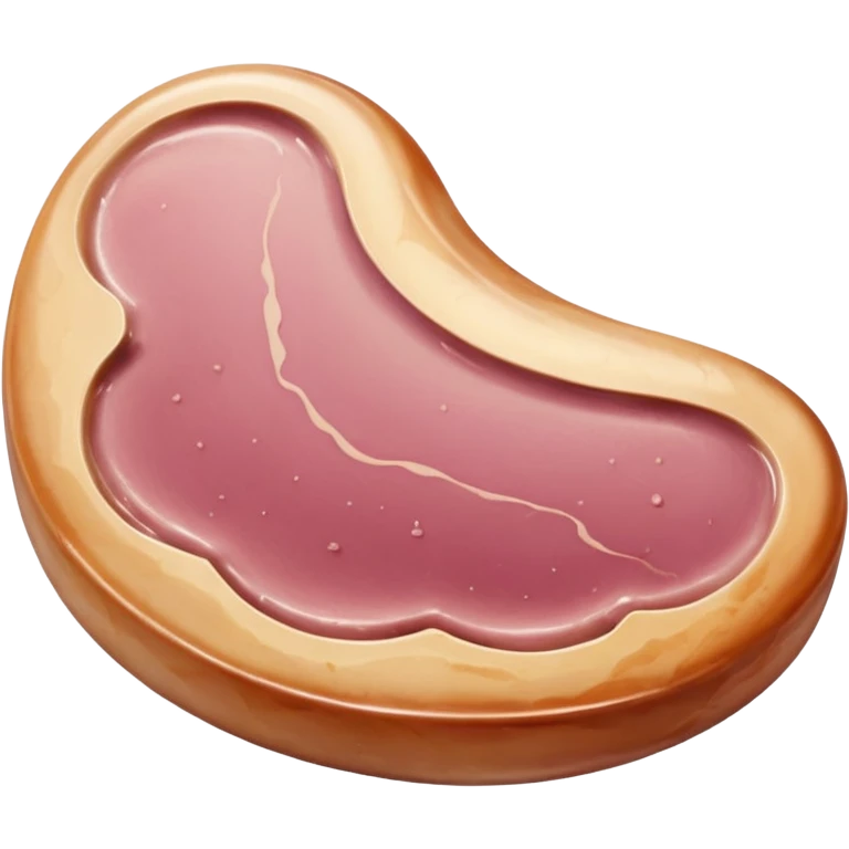 whole duck liver raw, smooth firm surface, soft beige-pink tones, rounded uneven lobes, marbled, faint sheen, rich fatty texture, no plate or knife, soft lighting, emoji scale emoji
