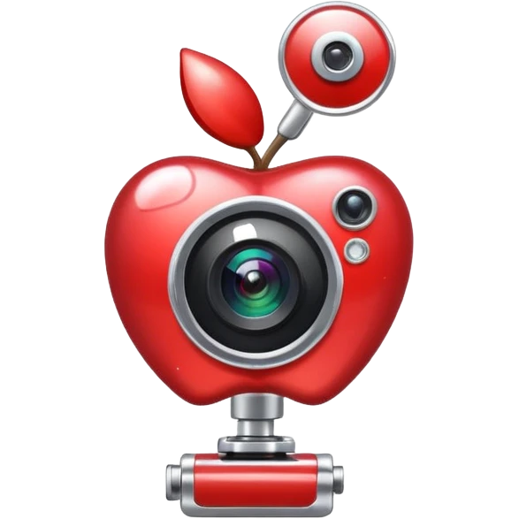 diamond-shaped pin with video camera, sparkling effect, premium video location, apple style emoji emoji