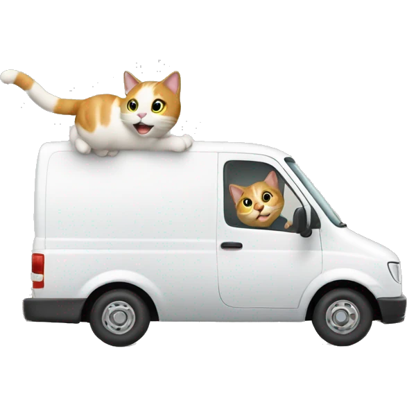 cat driving a moving van emoji