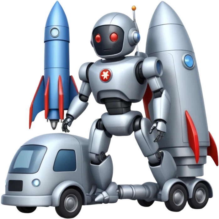 Heroic superhero SuperBug flintstones Ron’s superminator futuristic rocket-powered tall robot moving van (motto: Bombing creepy bugs is fun) emoji