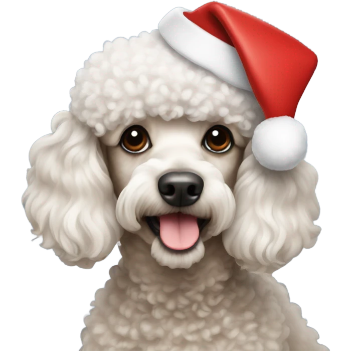 Poodle with Christmas hat  emoji