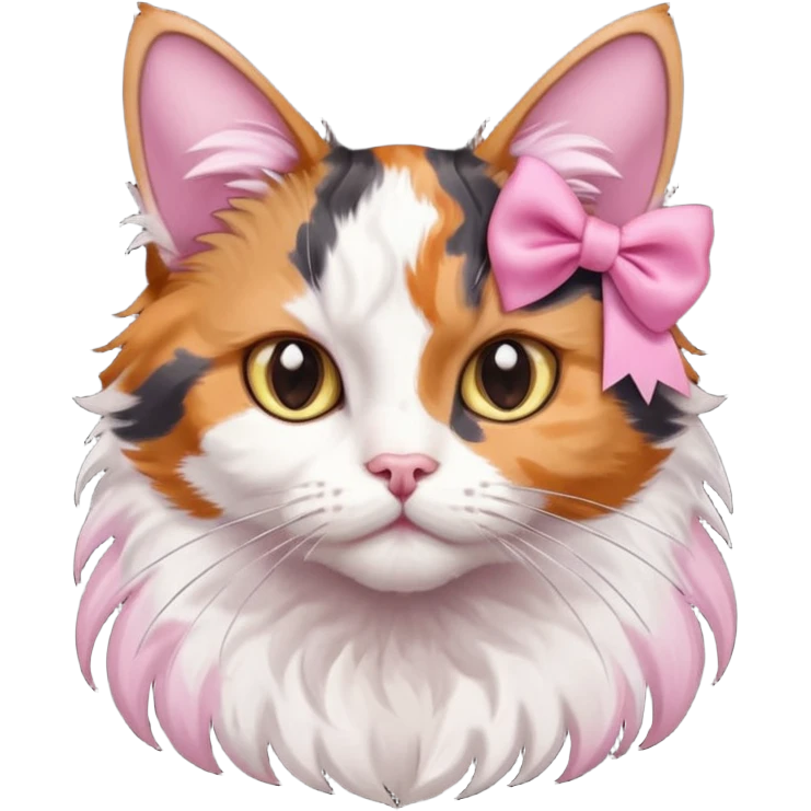 cat with pink ribbon on ear emoji