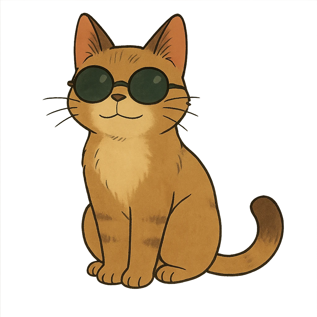 ghibli style cat wearing sunglasses emoji