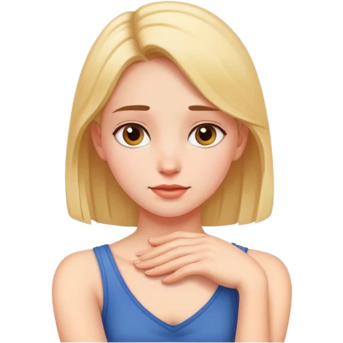 A girl with her arms her neck emoji
