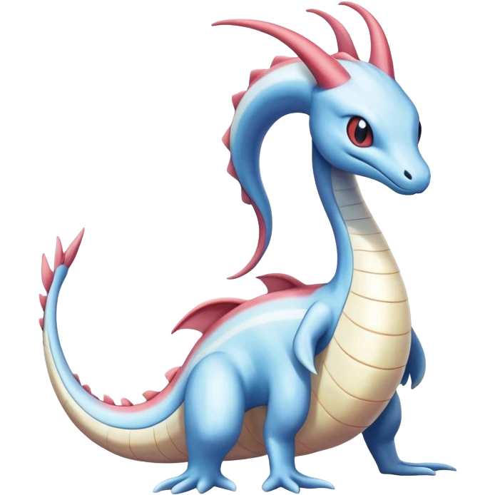 Milotic-Dragonair-Dratini-hybrid, full body, two legs, two hands emoji