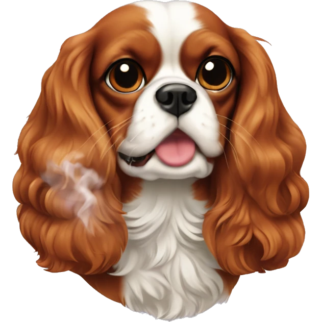 cavalier King Charles spaniel smoking cigar emoji