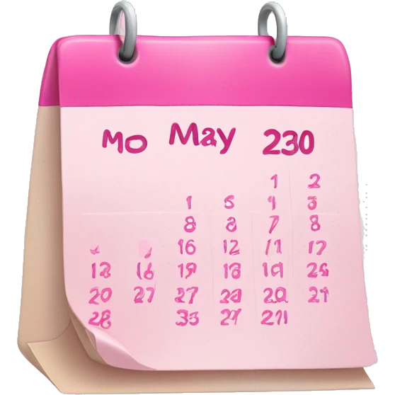Pink Calendar with a heart and the date as May 30  emoji