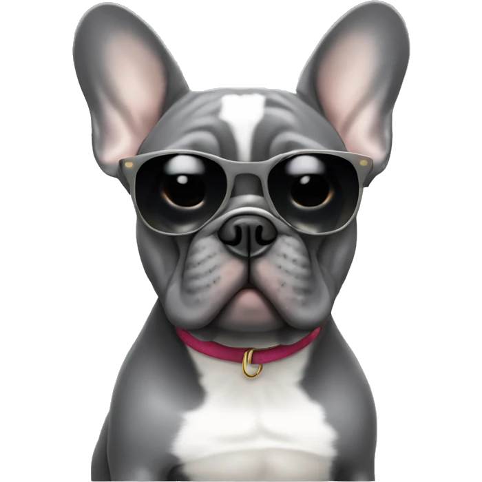 Grey French bulldog in sunglasses  emoji