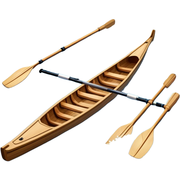 An icon showing a close-up of crossed oars, a sleek racing shell, and rippling water, symbolizing rowing. The design includes droplets in motion and a streamlined boat tip cutting through waves. Transparent background emphasizes strength, precision, and the spirit of competitive rowing emoji