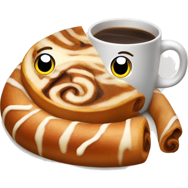 Cinnamon roll with coffe emoji