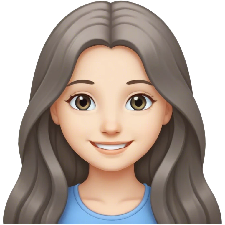 smiling girl with long hair with gray eyes  emoji