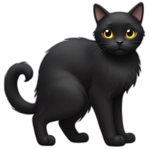 Black cat with long hair emoji