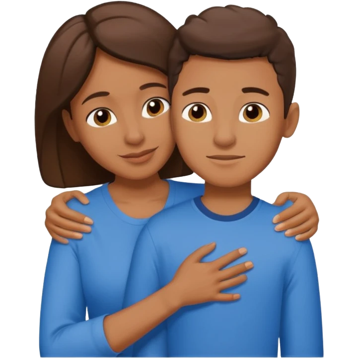 Mom and son hugging brownskin emoji