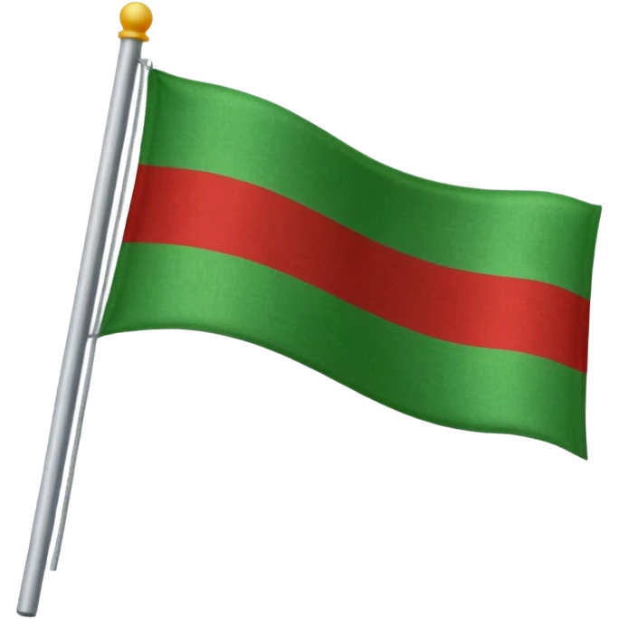 A red flag with a vertical and horizontal white stripe and two diagonal green stripes emoji
