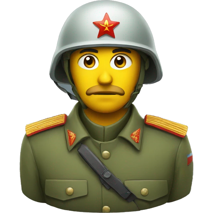 ussr soldier serious with military helmet emoji