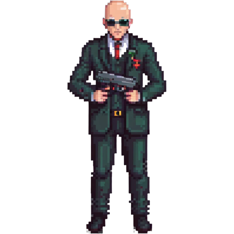 hitman with bald head and dual pistols emoji