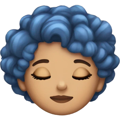 Ariana sleeping with short curly blue hair emoji