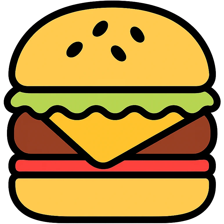juicy cheeseburger icon with color outline emoji