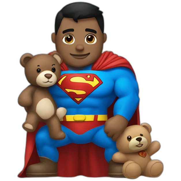 Superman with a teddy bear emoji