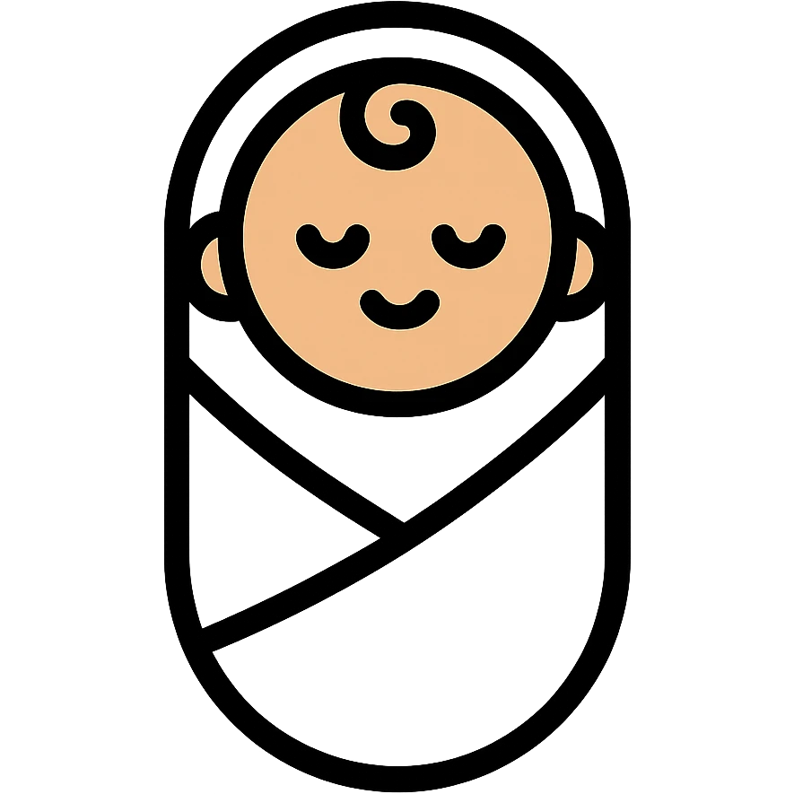 lightly tanned baby swaddled in a white blanket icon emoji
