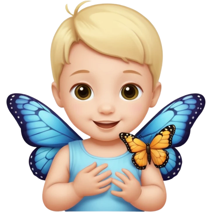 a baby with buffterfly emoji