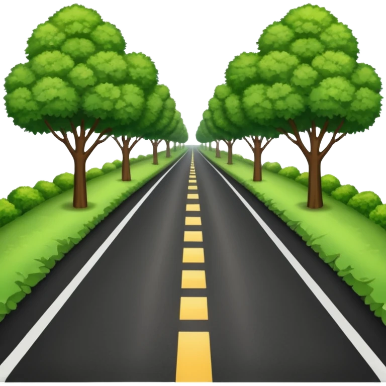 A long HORIZONTAL NOT VERTICAL road! (without lines) with trees and bushes on the sides and behindA long horizontal road (without lines) with trees and bushes on the sides and behind emoji