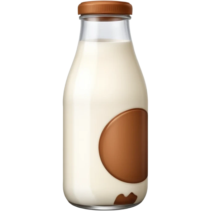 Cute glass milk bottle with white milk with brown cap emoji