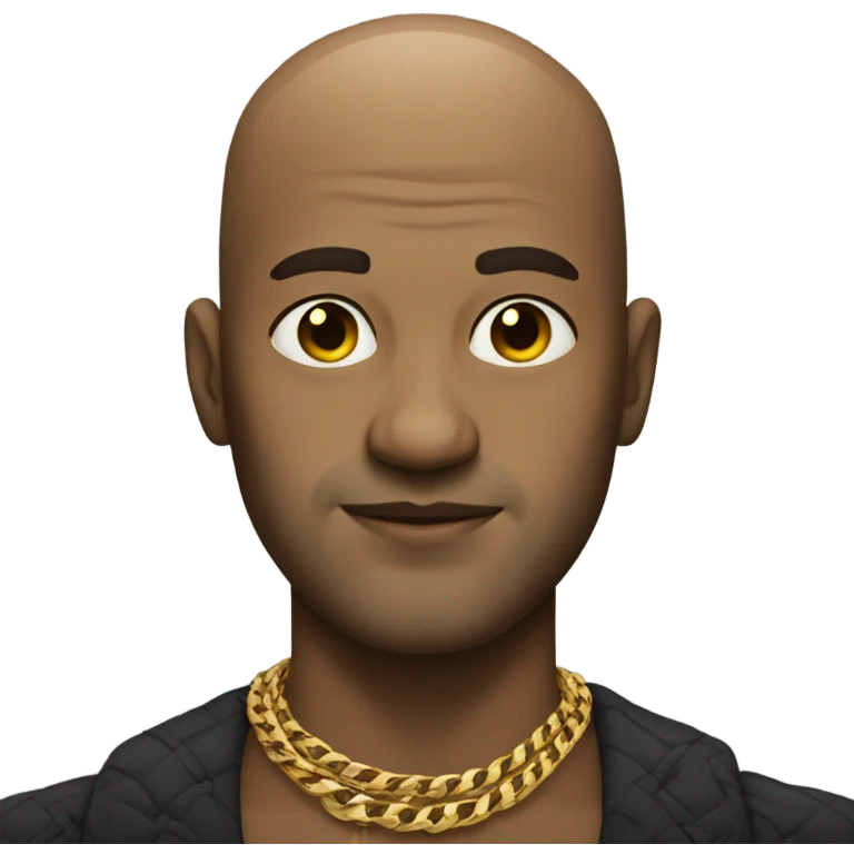 bald man with stylish necklace emoji