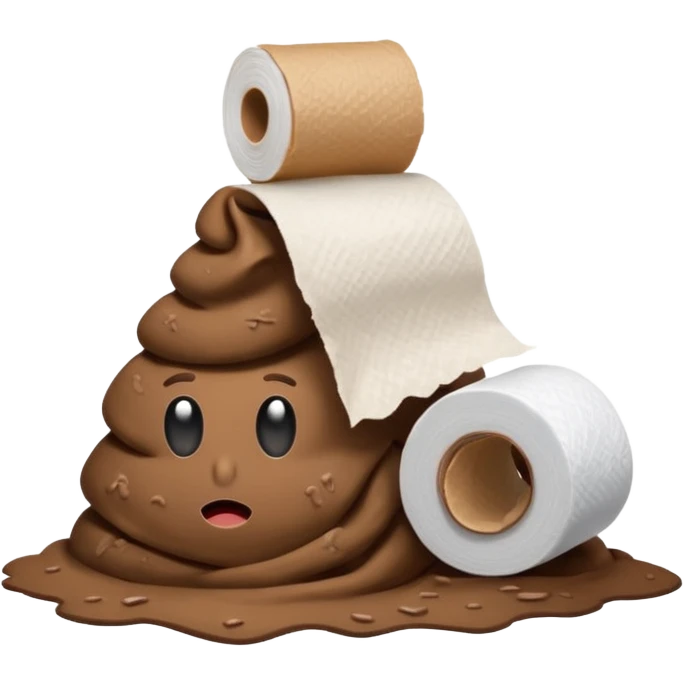 Poop with toilet paper in hand emoji