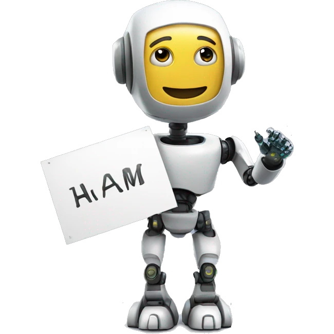 ai robot holding a sign emoji