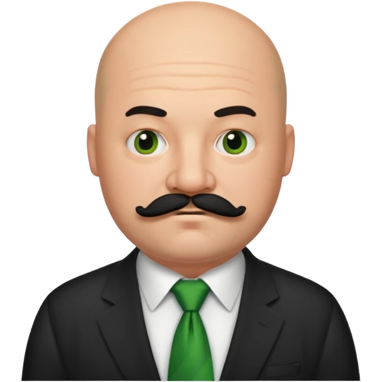 fat Bald guy with thick black mustache & green tie emoji