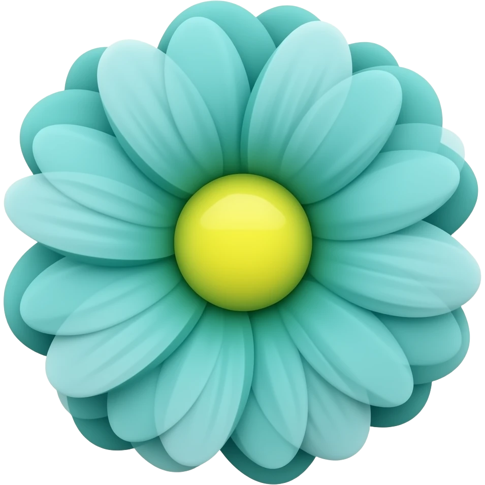 really pretty flower with green sten, teal flower emoji