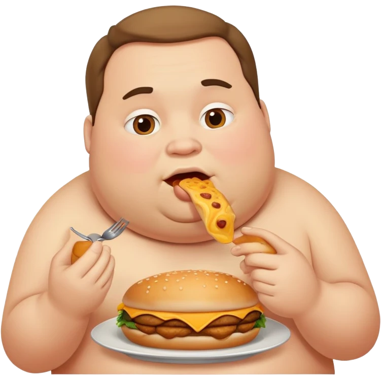 fat man eating food emoji