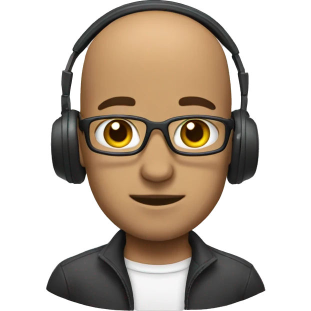bald Headset wearing headset emoji