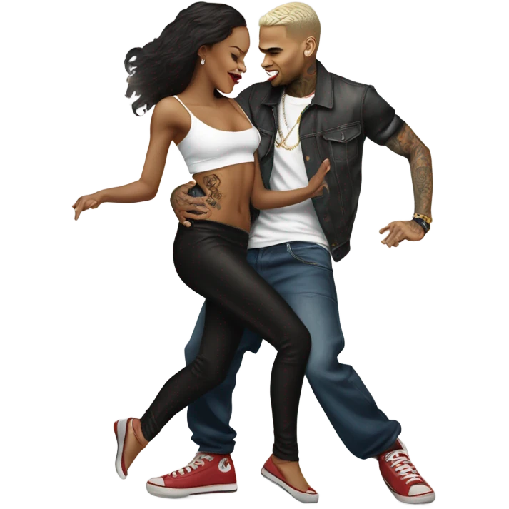 Hyper Realistic Chris Brown   dancing with his tattooed female dancer emoji