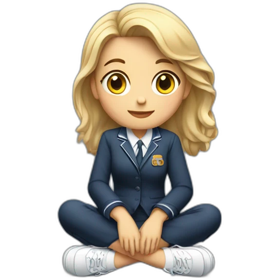 A young woman in a school uniform sitting legs crossed on the hood of a car emoji