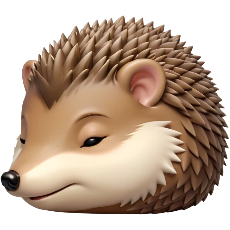 Meme-Worthy Cute Sleeping Hedgehog Portrait Emoji, Head resting peacefully with a contented smile, showcasing a delightfully compact build and a luxuriously soft brown Fur with tiny spines, eyes shut in a serene, restful nap, Simplified yet hilariously adorable features, highly detailed, glowing with a soft, drowsy light, high shine, relaxed and utterly lovable, stylized with an air of playful laziness, bright and heartwarming, soft glowing outline, capturing the essence of a comically sleepy hedgehog, so meme-worthy it feels like it could instantly become the next viral sensation of adorable slumber! emoji