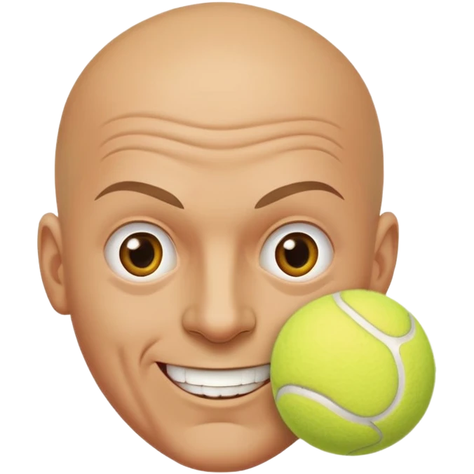 a logo of a bald man with perverted eyes fucking a tennis ball with a smirk on his face emoji