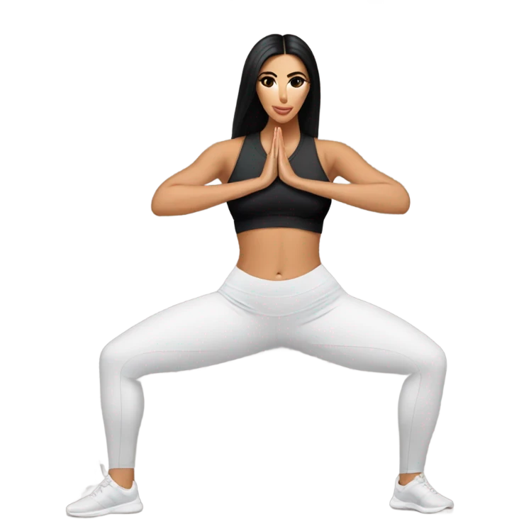 Kim K squat in yoga pants emoji