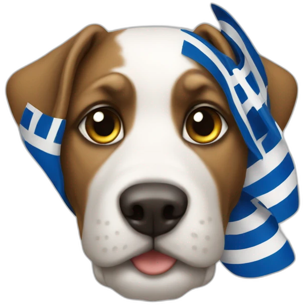 Dog with greek flag emoji