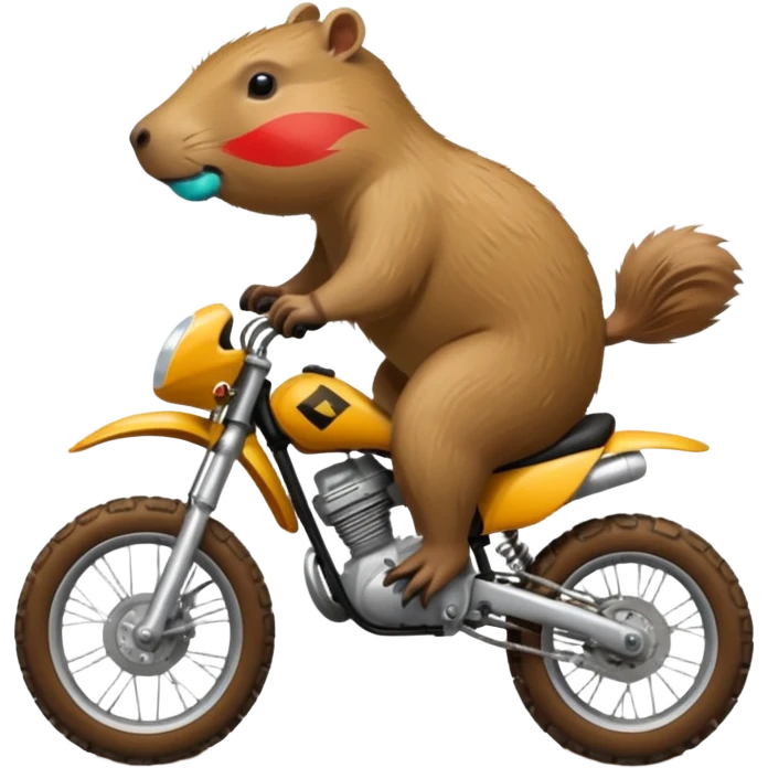 Capybara on a dirt bike emoji