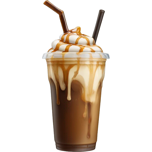 iced coffee with caramel drizzle on top emoji