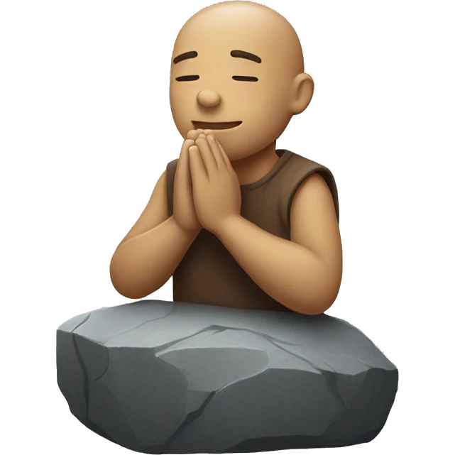 A cute rock that is praying emoji