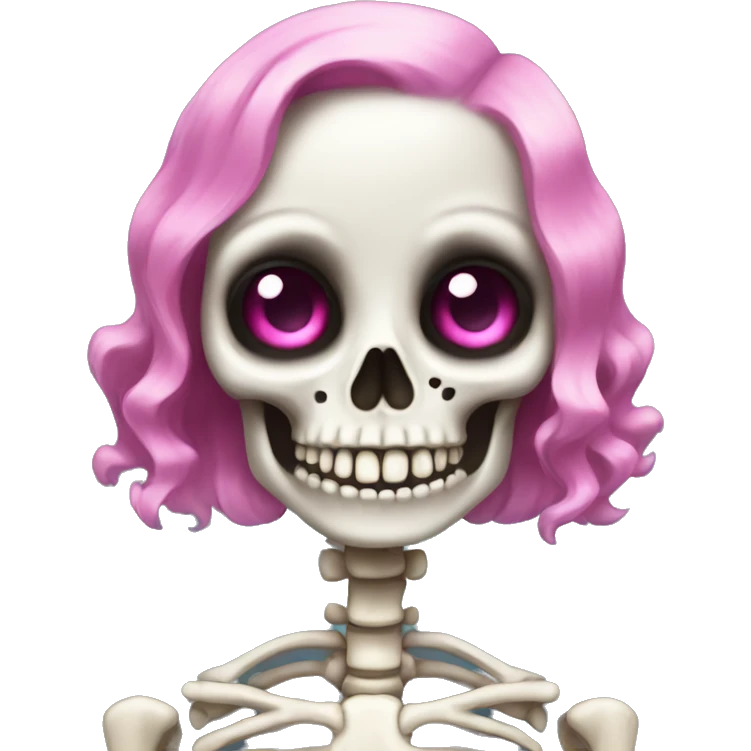 Cute skeleton with pink nails  emoji