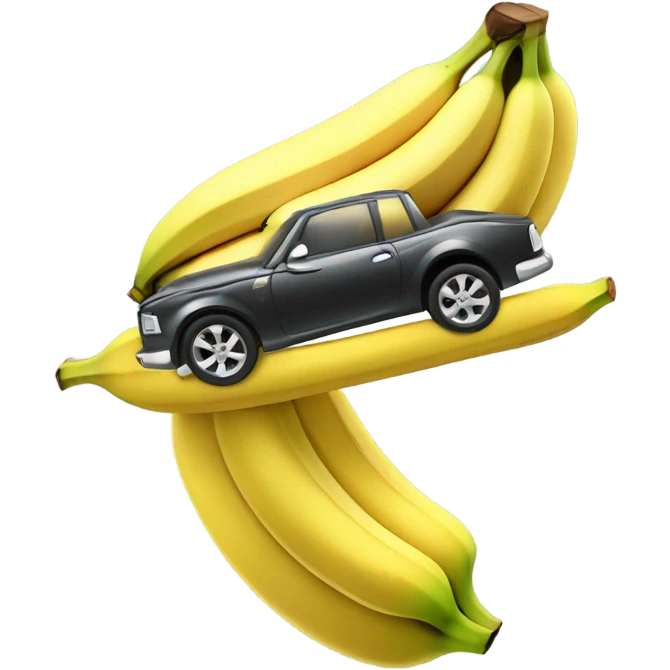 A car spinning on a banana emoji