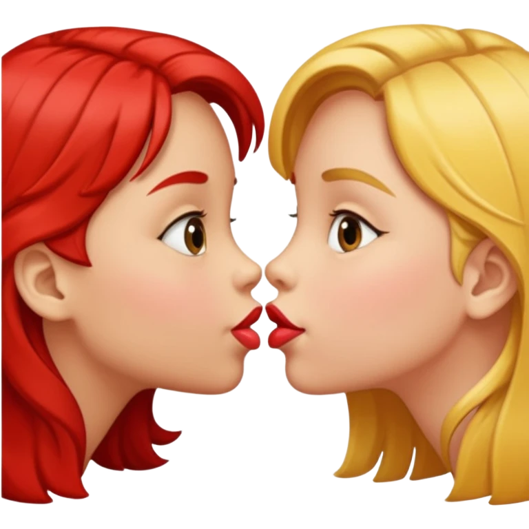 two 5 year old gals about to kiss on the lips, lips extremely close but not touching emoji