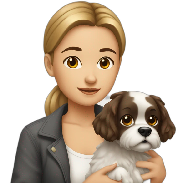Menina com cachorro Shitzu emoji