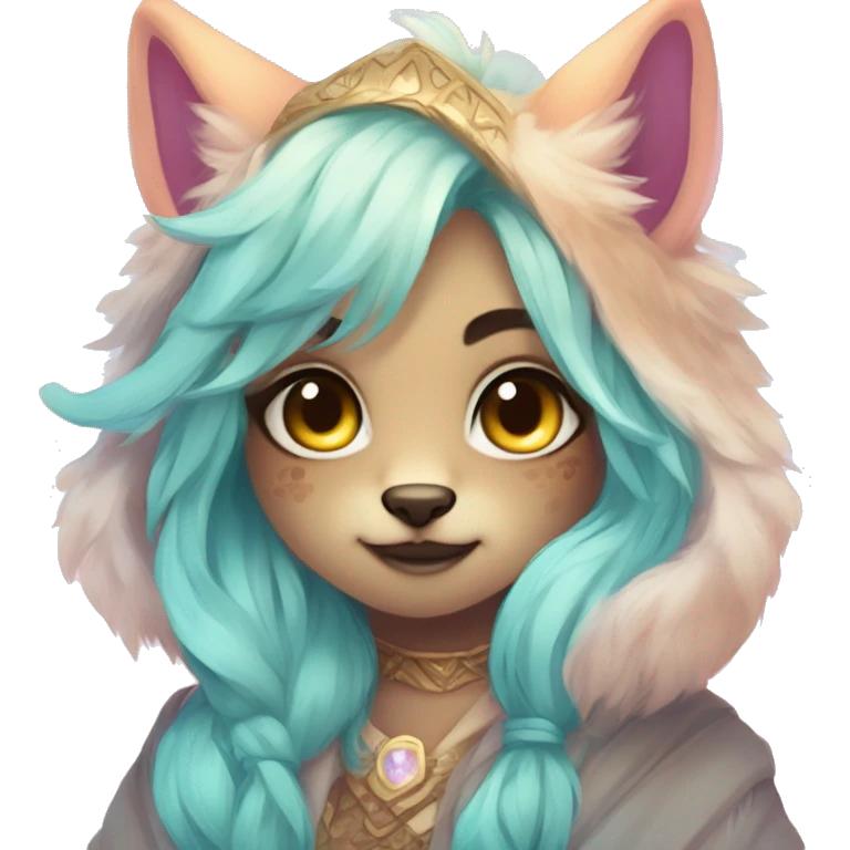 Kawaii bright fantasy ethereal anthro fursona animal emoji