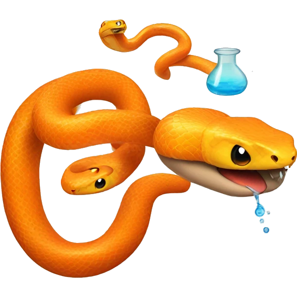 orange snake with science experiment emoji